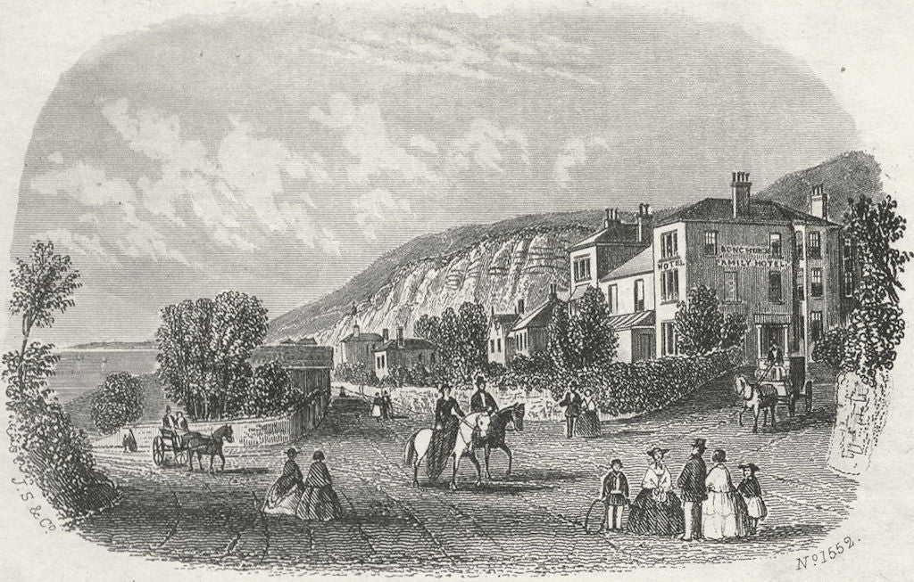 IOW. Bonchurch Hotel c1855 old antique vintage print picture